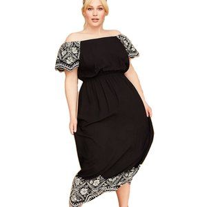 Lane Bryant Embroidered Off Shoulder Maxi Dress